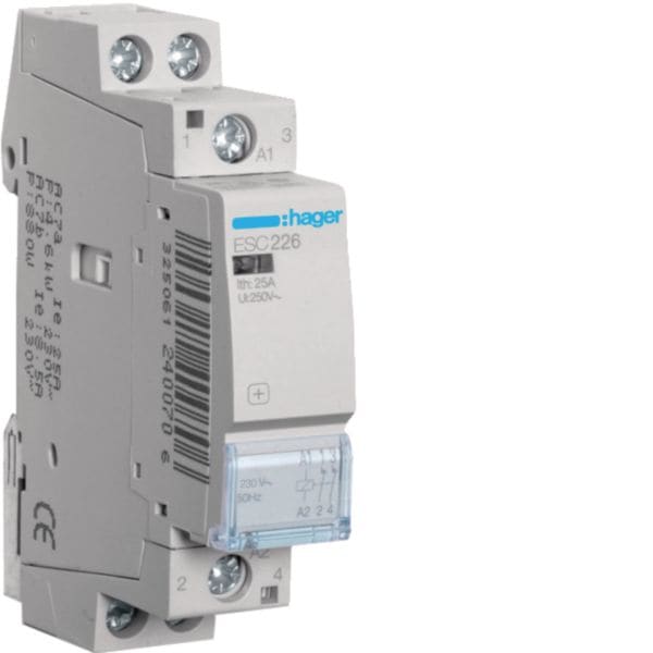 HAGER BOCCHIOTTI - Contattore eco 2 NC 230 V AC 25 A 1 modulo DIN