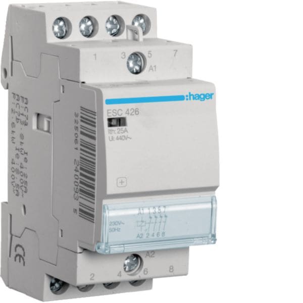 HAGER BOCCHIOTTI - Contattore eco 25 A 230 V AC 4NC 2 moduli DIN