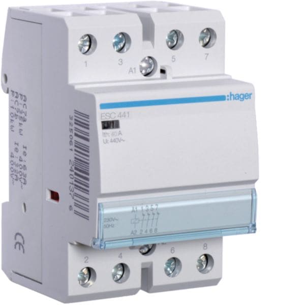 HAGER BOCCHIOTTI - Contattore standard 40 A 230 V AC 4NC 3 moduli DIN