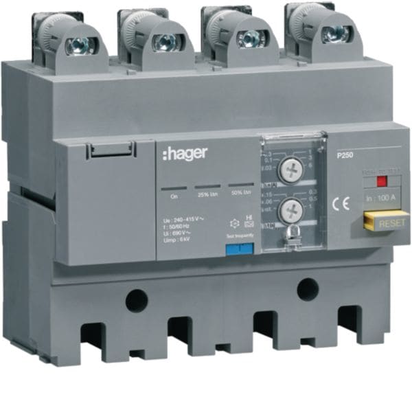 HAGER BOCCHIOTTI - Blocco differenziale h3+ P250 4P 100A Idn regolabile