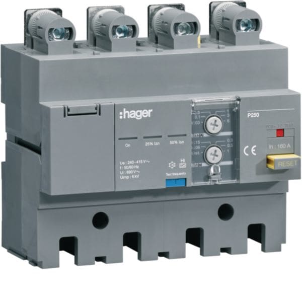 HAGER BOCCHIOTTI - Blocco differenziale h3+ P250 4P 160A Idn regolabile HBT160H