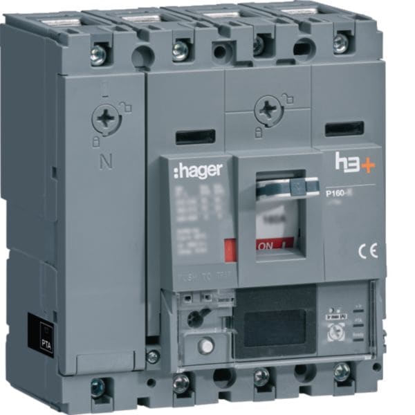 HAGER BOCCHIOTTI - Interruttore scatolato h3+ P160 LSIG Energy 4P 25kA 100A neutro regolabile HHS101NC