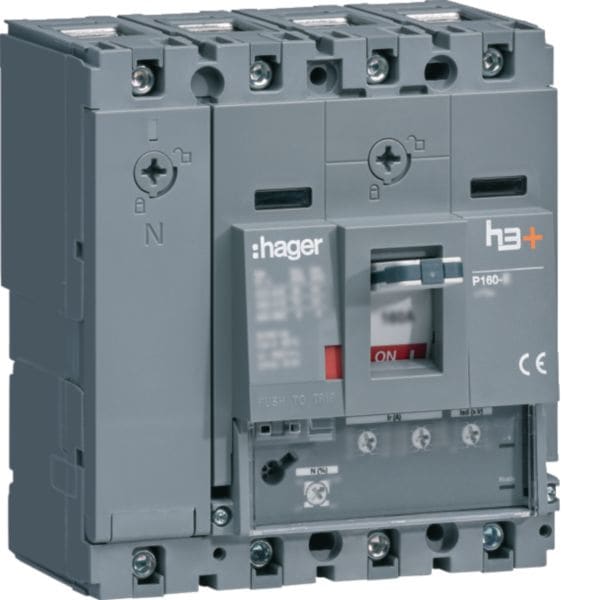 HAGER BOCCHIOTTI - Interruttore automatico scatolato h3+ P160 LSnI 4P 25kA 160A neutro regolabile