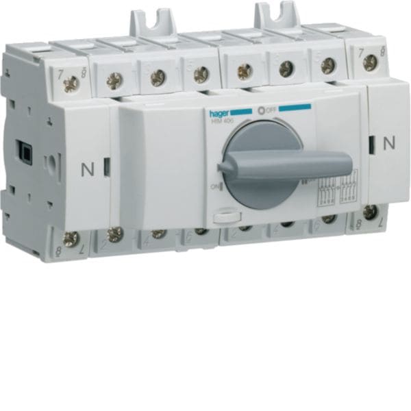 HAGER BOCCHIOTTI - Commutatore di manovra modulare a comando rotativo manuale 3P+N 63A 8M