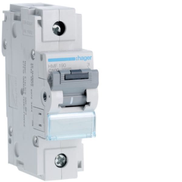 HAGER BOCCHIOTTI - Interruttore automatico magnetotermico 10000A 10kA 1P curva C 100A 1.5M HMF190