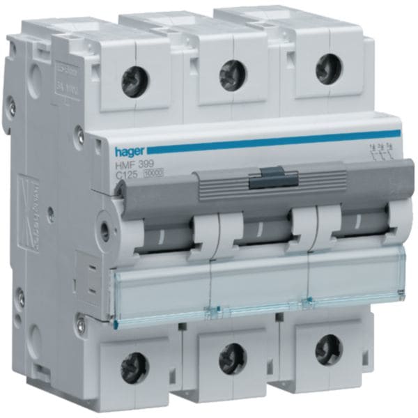 HAGER BOCCHIOTTI - Interruttore automatico magnetotermico 10000A 10kA 3P curva C 125A 4.5M HMF399