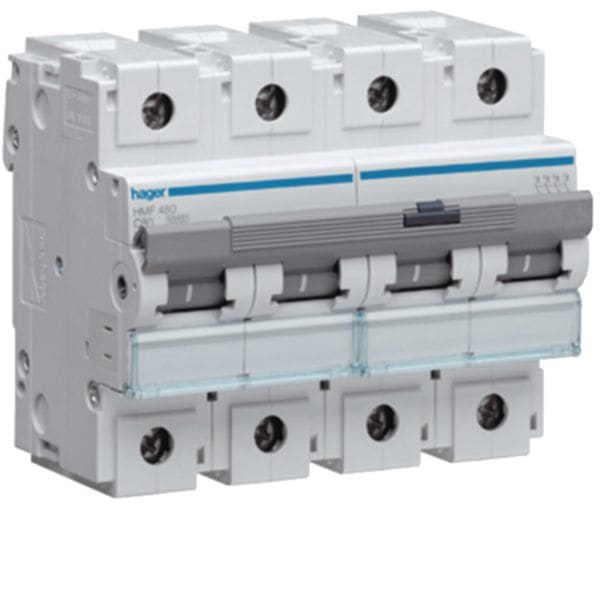HAGER BOCCHIOTTI - Interruttore automatico magnetotermico 10000A 10kA 4P curva C 80A 6M HMF480