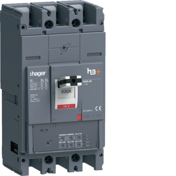 HAGER BOCCHIOTTI - Interruttore automatico scatolato h3+ P630 LSI 3P 50kA 630A HMW630JR