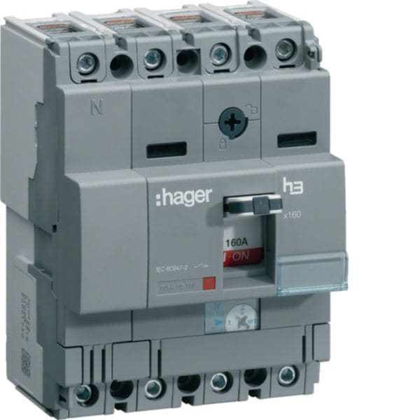 HAGER BOCCHIOTTI - Interruttore automatico scatolato h3 x160 TM 4P 40kA 100A