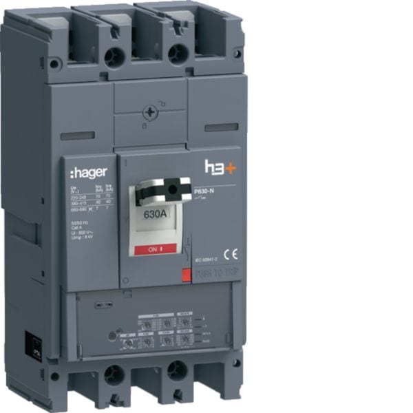 HAGER BOCCHIOTTI - Interruttore automatico scatolato h3+ P630 LSIG 3P 40kA 630A