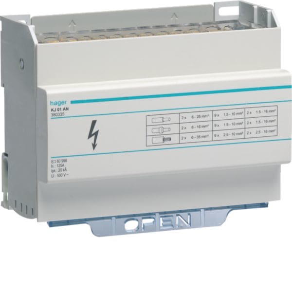 HAGER BOCCHIOTTI - Ripartitore modulare a barrette mobili 2x125A 13 connessioni per barra KJ01AN