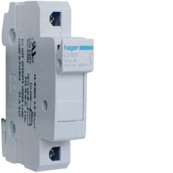 HAGER BOCCHIOTTI - Portafusibile UL 10.3X38 1P 1 modulo DIN LU501