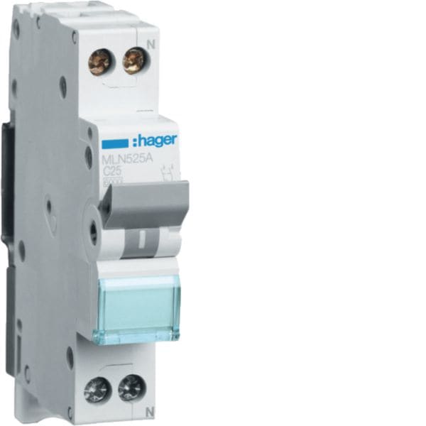 HAGER BOCCHIOTTI - Interruttore automatico magnetotermico 6000A 1P+N curva C 25A 1M