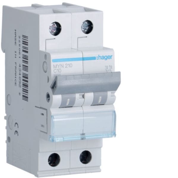 HAGER BOCCHIOTTI - Interruttore automatico magnetotermico 4500A 2P curva C 10A 2M