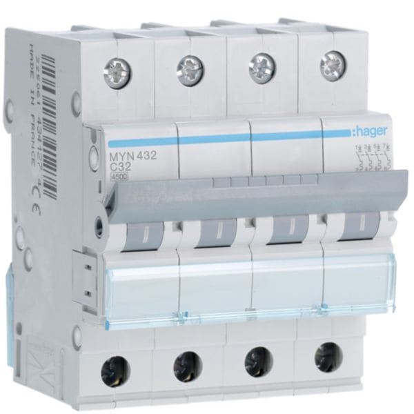 HAGER BOCCHIOTTI - Interruttore automatico magnetotermico 4500A 4P curva C 32A 4M