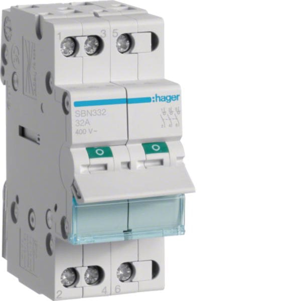 HAGER BOCCHIOTTI - Interruttore non automatico 3 P 32 A 400 V AC 2 moduli DIN