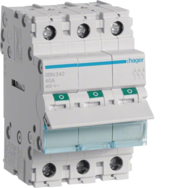 HAGER BOCCHIOTTI - Interruttore non automatico 3 P 40 A 400 V AC 3 moduli DIN