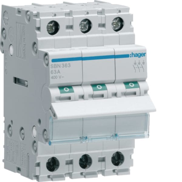 HAGER BOCCHIOTTI - Interruttore non automatico 3 P 63 A 400 V AC 3 moduli DIN