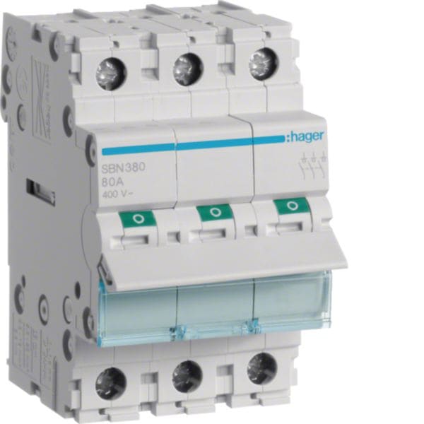 HAGER BOCCHIOTTI - Interruttore non automatico 3 P 80 A 400 V AC 3 moduli DIN