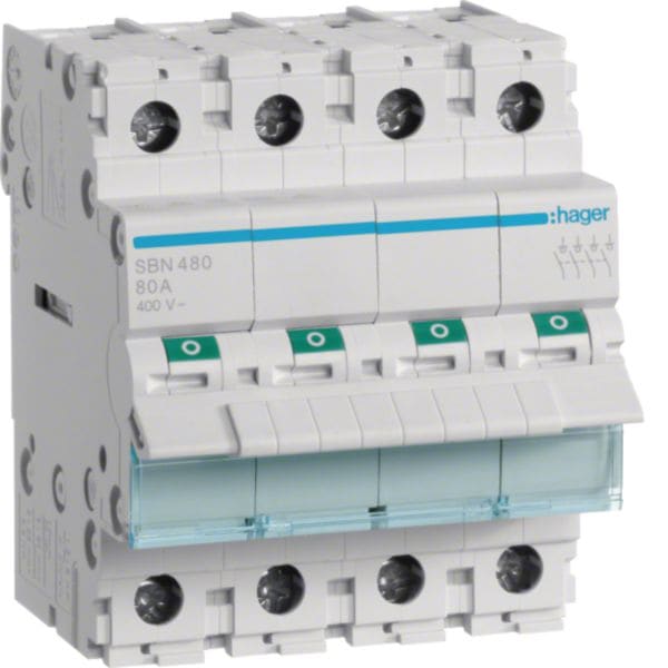 HAGER BOCCHIOTTI - Interruttore non automatico 4 P 80 A 400 V AC 4 moduli DIN