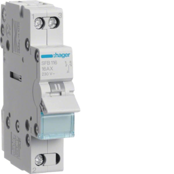 HAGER BOCCHIOTTI - Commutatore 1-0-2 1 polo 1 NA + 1 NC 16 A 1 modulo DIN comune in basso