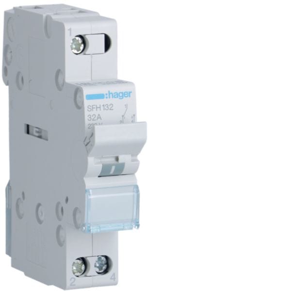 HAGER BOCCHIOTTI - Deviatore 1-2 1 polo 1 NA + 1 NC 32 A 1 modulo DIN comune in alto