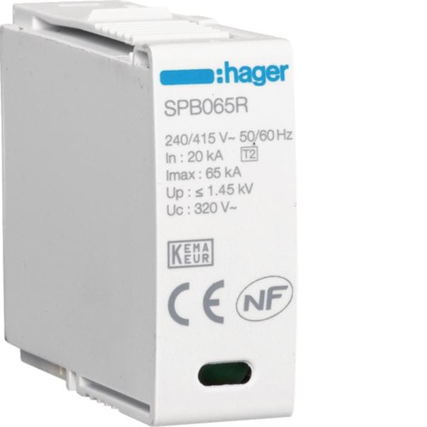 HAGER BOCCHIOTTI - Cartuccia L-N Uc 320V In 20kA Imax 65kA Up 1,35kV SPB065R