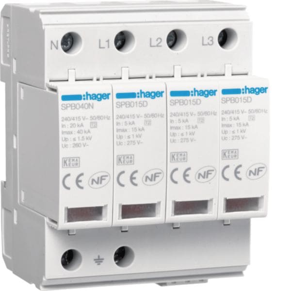 HAGER BOCCHIOTTI - SPD 4P T2 TNS/TT 15kA con contatto ausiliario