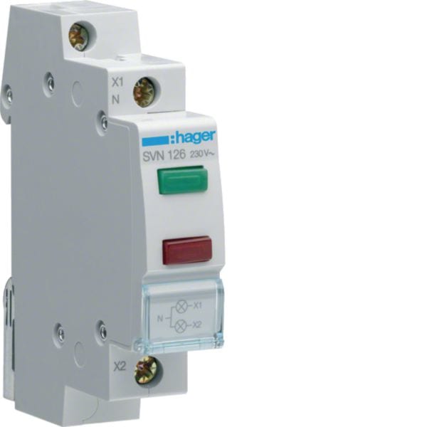HAGER BOCCHIOTTI - 1 segnalatore luminoso doppio 230 V AC led verde + rosso 1 modulo DIN