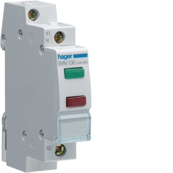 HAGER BOCCHIOTTI - 1 segnalatore luminoso doppio 12 - 48 V AC - DC led verde + rosso 1 modulo DIN