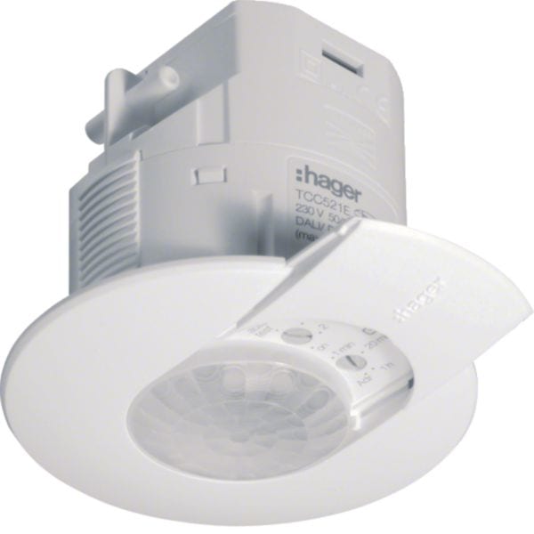 HAGER BOCCHIOTTI - Rilevatore presenza 360° KNX 1 uscita Dali/Dsi 24 Ballasts + 2 canali Incasso