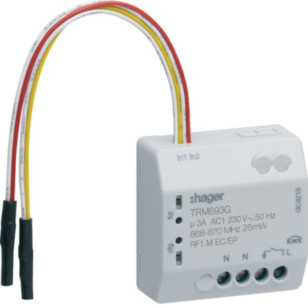 HAGER BOCCHIOTTI - Micromodulo radio KNX quicklink incasso 2 ingressi + 1 uscita 3 A AC1 230 V AC