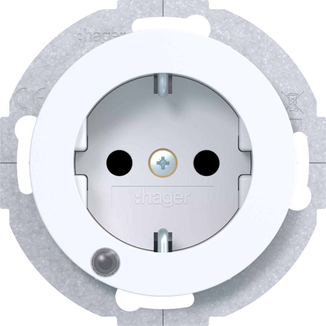 HAGER BOCCHIOTTI - P.SCHUKO + LED CONTROLLO R1/R3 BIA.POL. WLS1463WG