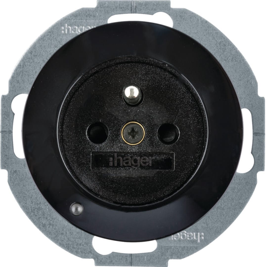 HAGER BOCCHIOTTI - PR.CON SPINOTT X TERRA + LED R1/R3 NERO WLS1862BG