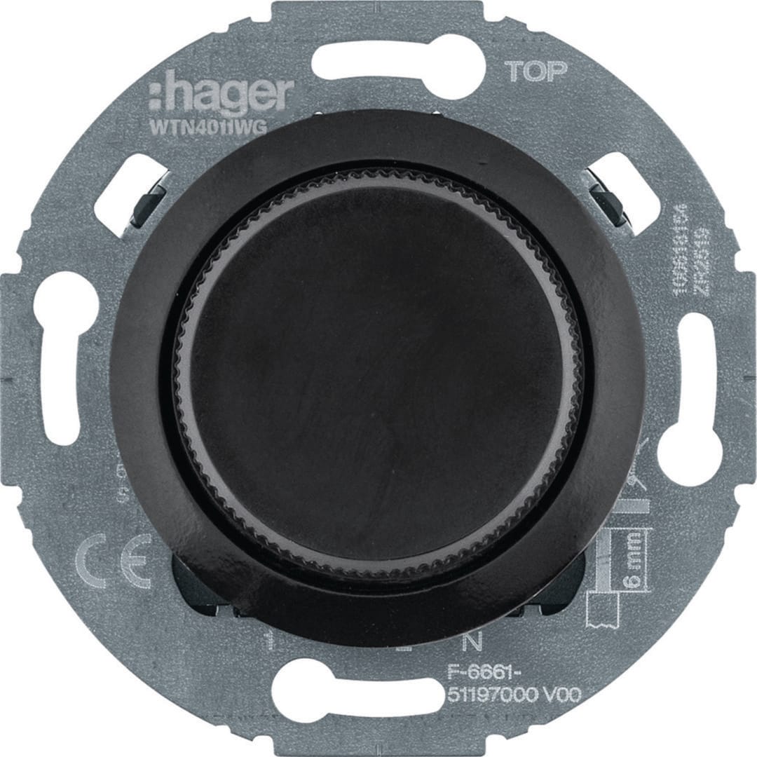 HAGER BOCCHIOTTI - DERIV.X DIMMER UNIV.MANOP.1930/GLAS NERO WTN4041BG