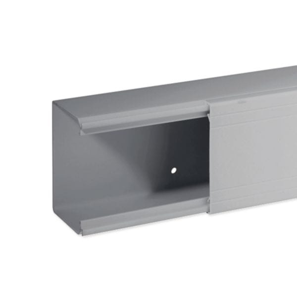 HAGER BOCCHIOTTI - Canale porta cavi con base piana grigio completo di coperchio TA-EN 80x60 G