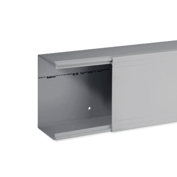 HAGER BOCCHIOTTI - Canale porta cavi con base piana grigio completo di coperchio TA-EN 120x80 G
