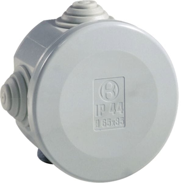 HAGER BOCCHIOTTI - Cassetta di derivazione IP44 grigia diametro 65x35 con passatubi IP44 01 GRI
