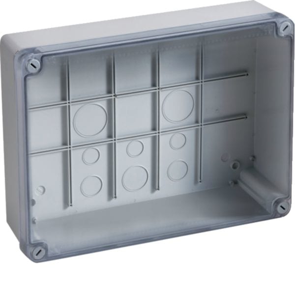 HAGER BOCCHIOTTI - IP56 07 TRASP Cassetta di derivazione cop trasparente viti 1/4 di giro GRIGIO