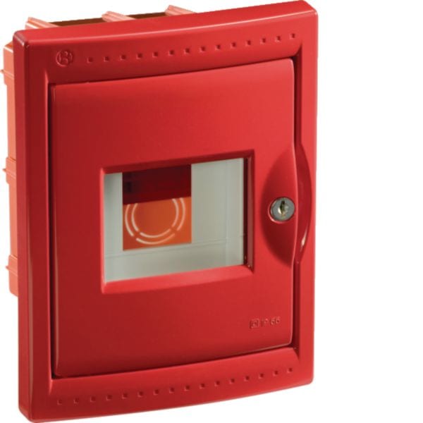 HAGER BOCCHIOTTI - Centralino incasso 4 mod con guida DIN Pablo Emergenza rosso IP55 CE 04 INC R