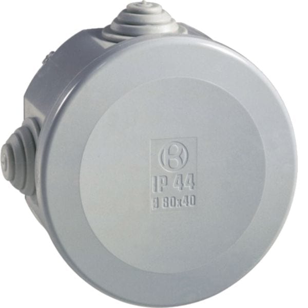 HAGER BOCCHIOTTI - Cassetta di derivazione IP44 grigia diametro 80x40 IP44 02 GRI GWT960