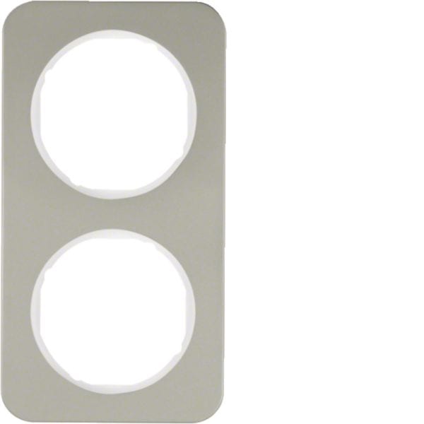 HAGER BOCCHIOTTI - Cornice doppia Berker R.1 acciaio inox/bianco polare