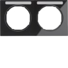 HAGER BOCCHIOTTI - Cornice doppia x montaggio orizzontale con portaetich. Berker R.3 nero lucido