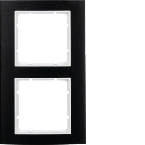 HAGER BOCCHIOTTI - Cornice doppia Berker B.3 alu nero/bianco polare opaco, alluminio anodizzato
