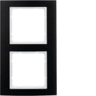 HAGER BOCCHIOTTI - Cornice doppia Berker B.3 alu nero/bianco polare opaco, alluminio anodizzato