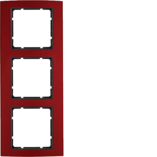 HAGER BOCCHIOTTI - Cornice tripla Berker B.3 alu rosso/antracite opaco, alluminio anodizzato