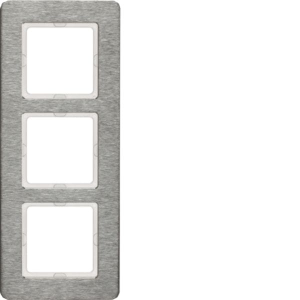 HAGER BOCCHIOTTI - Cornice tripla verticale Berker Q.7 acciao inossidabile, metallo spazzolato