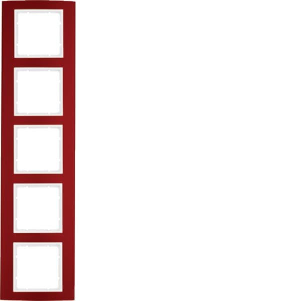 HAGER BOCCHIOTTI - Cornice quintupla Berker B.3 alu rosso/bianco polare opaco, alluminio anodizzato