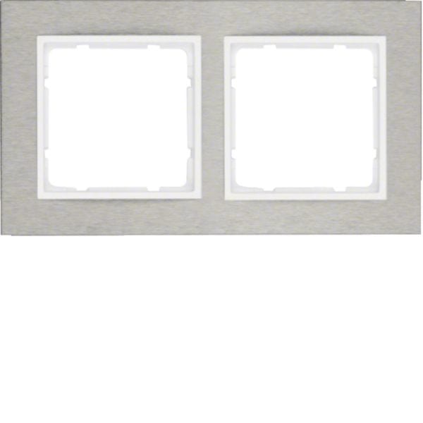 HAGER BOCCHIOTTI - Cornice doppia orizz. Serie B.7 acciaio inox/bianco polare opaco, metallo spazz.