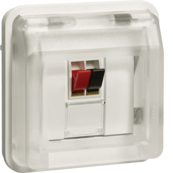 HAGER BOCCHIOTTI - Inserto x colleg. altoparl. + coperch parete/incasso Serie W.1 bianco pol. opac